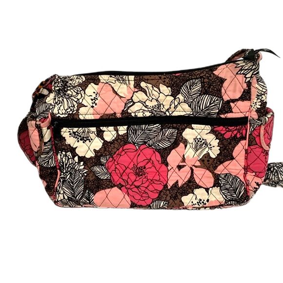 Vera Bradley Mocha Rouge Brown Pink Ecru Floral Quilted Crossbody Shoulder Bag - Picture 2 of 15